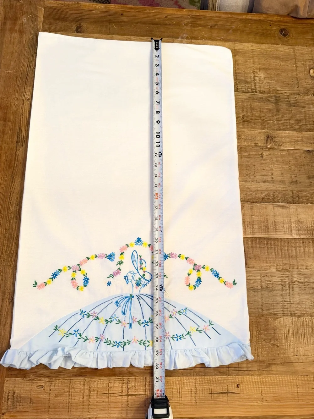 Vintage Hand-Embroidered Pillowcase. Standard | Heirloom | Grandmillinial